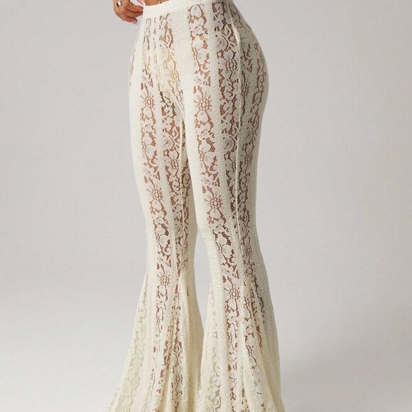 Sexy Women's  Full Lace Exaggerated Flared Leg Skinny Tight fit pants - Picture 5 of 8